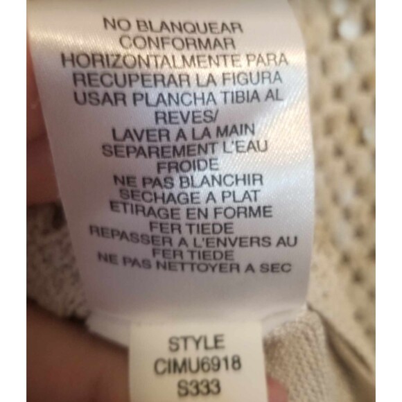 Sigrid Olsen Blouse Cream Beige Party Women's Sequins Hand Knitted Top M - Picture 4 of 12